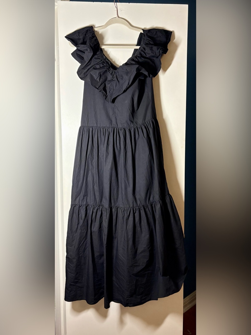 Pomander Place Black Tiered Cotton Maxi Dress